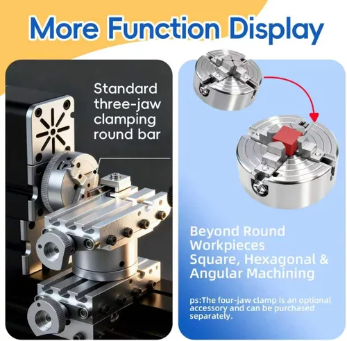 Miniatura 8 de Mini torno de metal de 60 W, 12,000 RPM, herramienta de 4 ejes para plástico acrílico de madera de metal suave, micro torno de precisión