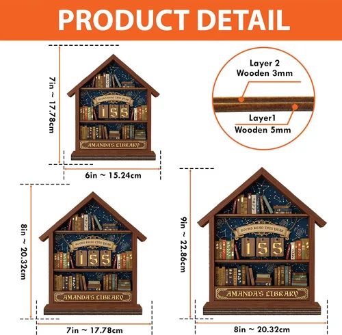 Miniatura 6 de Rastreador de Lectura de Libros Personalizado, Contador de Libros Leídos Este Año, Decoración de Biblioteca, Letrero de Seguimiento de Libros
