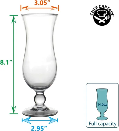 Miniatura 2 de Chefcaptain Hurricane - Vasos de cóctel de 14.5 onzas, 4 unidades, transparente