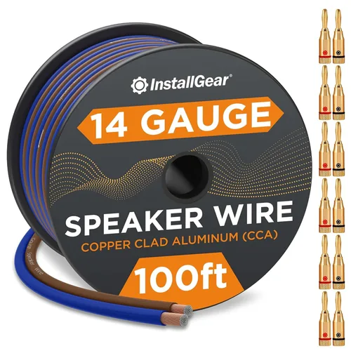 Miniatura 11 de InstallGear Cable de altavoz de calibre 14 de 30 pies, cable de altavoz de audio de automóvil de aluminio revestido de cobre para sistemas estéreo