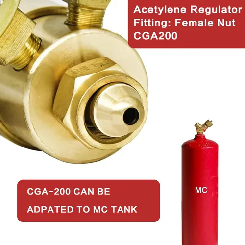 Miniatura 3 de Conjunto de regulador de oxígeno y acetileno, conexión de entrada de acetileno CGA540 y CGA200 compatible con antorcha de gas de corte de soldadura