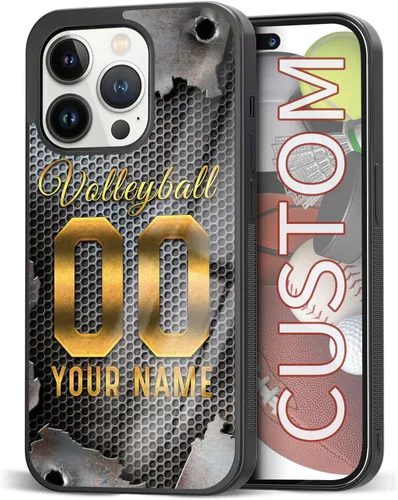 Miniatura 21 de Fundas de teléfono personalizadas con nombre, diseño vintage con textura de metal para iPhone 6, 7, 8, 11, 12, 13, 14, 15, 16, 17 Pro Max Plus Mini