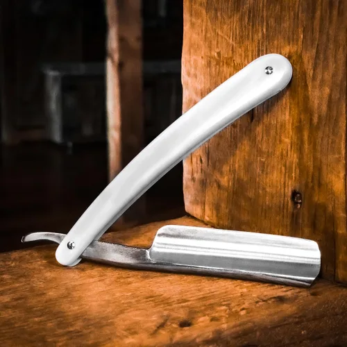 Miniatura 3 de Union Razors Maquinilla de afeitar SR2 de borde recto con mango blanco