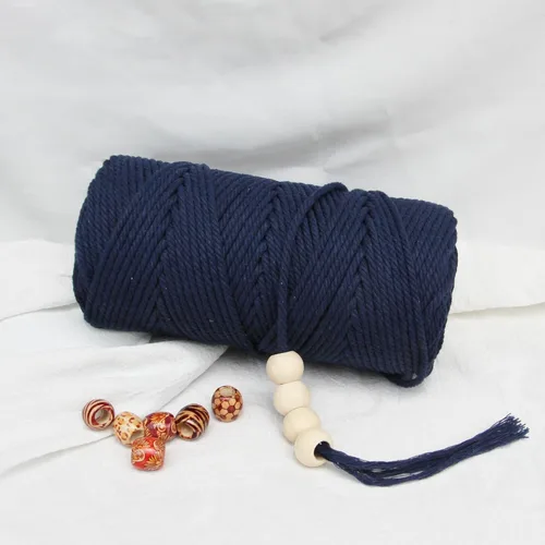 Miniatura 31 de Cordón de macramé de 1/64 pulgadas (0.157 in) de color rosa claro, hilo de algodón natural para tejer a mano a mano, 4 hebras para colgar