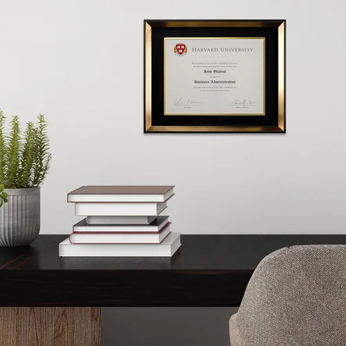 Miniatura 6 de EXCELLO GLOBAL PRODUCTS Marco moderno para documentos de foto: 8.5 x 11 pulgadas con doble paspartú para certificado de diploma de graduación Dorado