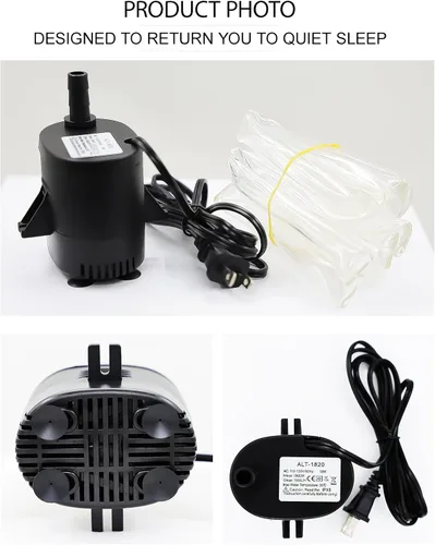 Miniatura 7 de 18w 270gph pequeña bomba de transferencia bomba de agua sumergible para peceras, estanques, acuarios, hidropónicos 110-120v/60hz ideal para cubierta