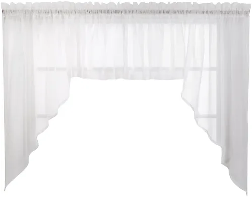 Miniatura 47 de Stylemaster Elegance Cenefa recta de gasa transparente, 60 x 14 pulgadas, color dorado