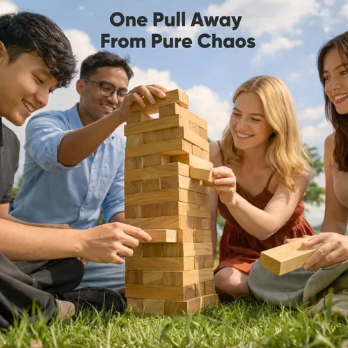 Miniatura 7 de Juego de torre apilable gigante de más de 5 pies, juego de torre apilable de bloques de madera premium para fiestas familiares, juegos de barbacoa