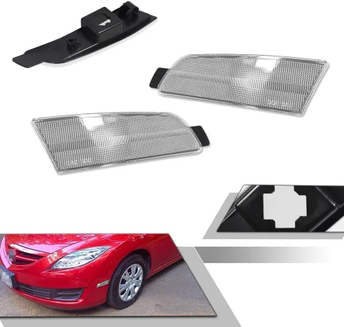 Miniatura 13 de Luz LED Ámbar Lente Ámbar Marca Lateral de Parachoques Delantero Lámpara de Guardabarros Compatible con Mazda 6 2009 2010 2011 2012 2013