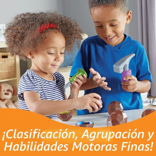 Miniatura 2 de Learning Resources Rock 'n Gem Surprise - 19 piezas, juguetes de aprendizaje para niños a partir de 3 años, juguetes de clasificación y combinación