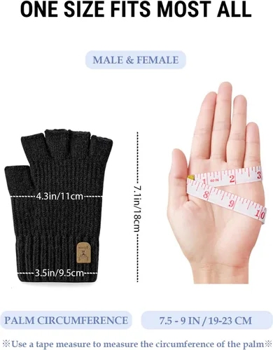 Miniatura 4 de Guantes sin dedos de medio dedo para invierno. Guantes cálidos de punto para trabajo, running, ciclismo y conducción para hombres y mujeres