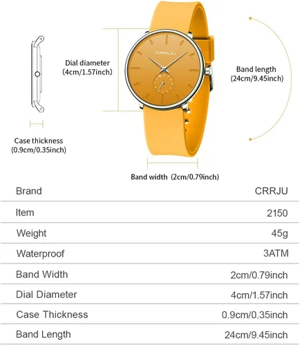 Miniatura 4 de CRRJU Mens Women Watch Casual Stylish Waterproof Quartz Unisex Wristwatches, Ultra Thin Watches for Men Women, Colorful Silicone Band
