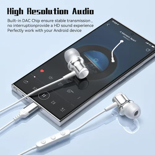 Miniatura 8 de Auriculares USB C para Samsung S25 S24 S23 Ultra FE S22 A55 A54 Auriculares con cable magnéticos tipo C con micrófono Control de volumen Cancelación
