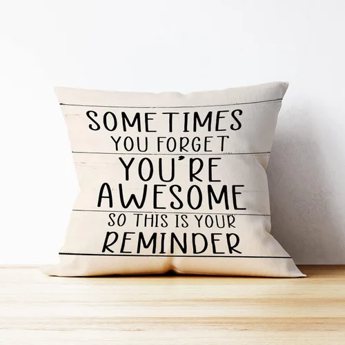 Miniatura 2 de Mancheng-zi Fundas de almohada inspiradoras de 18 x 18 pulgadas, Sometimes You Forget You're Awesome Regalos para mujeres y hombres, regalos
