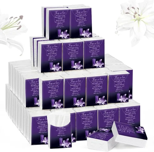 Miniatura 8 de Fumete Paquete de 100 paquetes de papel de seda para funerarios conmemorativos, servilletas de bolsillo para invitados, servilletas de bolsillo