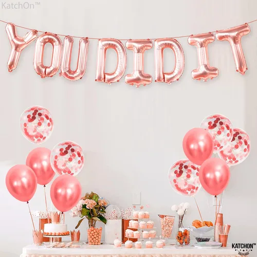 Miniatura 6 de KatchOn, Globos de oro rosa con el texto en inglés "You Did It" (16 pulgadas) Banner de You Did It para decoraciones de graduación 2026 Banner
