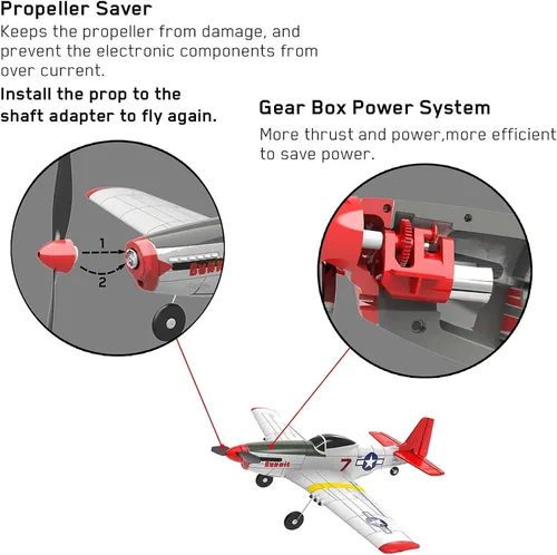 Miniatura 3 de 3 juegos de hélice de avión RC con ahorradores de hélice y adaptadores para VOLANTEXRC P51 761-5 avión y Tr-p51d f4u T28 nueva versión