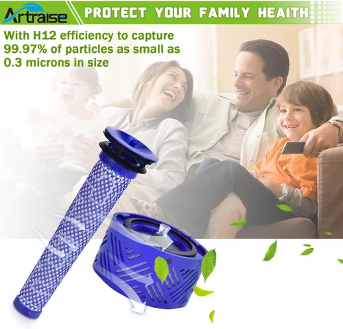 Miniatura 5 de Artraise Filtro de vacío de repuesto para aspiradora Dyson V6 inalámbrica/aspiradora absoluta V6, paquete de 2 filtros HEPA post y 2 prefiltros