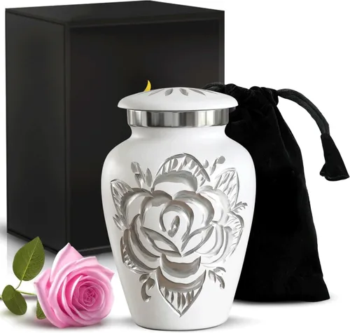 Urna de Cremación de Rosa para Cenizas para Mujeres y Hombres - Urnas de Rosa Artesanales para Cenizas Humanas Adultas Femeninas y Masculinas -