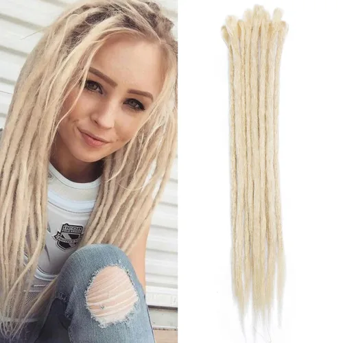 Miniatura 9 de Extensión de rastas de 24 pulgadas, color degradado para hip-hop, sintéticas, resistentes al calor, extensiones de rastas de terror reggae, Bleach