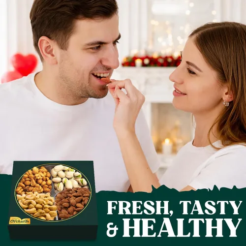 Miniatura 8 de Cesta de regalo de frutos secos de la colección Gourmet Cravings, aperitivos kosher saludables, caja mixta de frutos secos premium bandeja de ramo