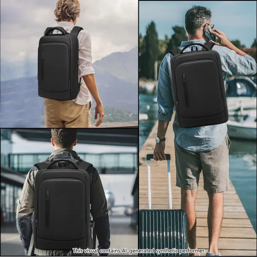 Miniatura 7 de Mochila delgada para computadora portátil de negocios para hombres de 15.6 pulgadas, ligera, protección antiimpactos, mochilas de viaje, bolsa