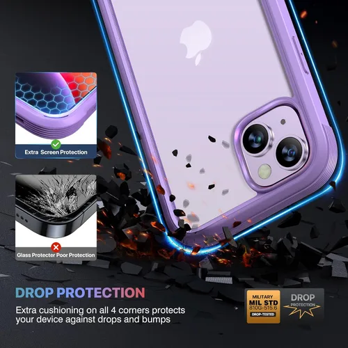 Miniatura 366 de Diaclara Funda diseñada para iPhone 16, mejorada [protección completa de la cámara], carcasa resistente de cuerpo completo con protector de pantalla