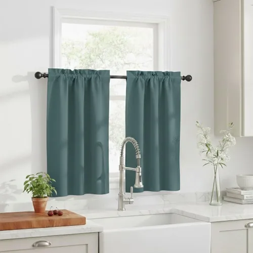 Miniatura 37 de NICETOWN Cenefas de Ventana Opacas con Aislamiento Térmico para Guardería - Paneles de Cortina con Bolsillo para Barra de Decoración del Hogar