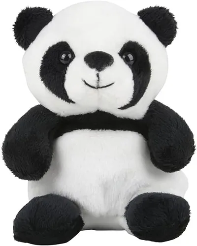 Miniatura 7 de Gorro de animal del zoológico, suave y acogedor animal de peluche con ojos de plástico duro para niños, 5 pulgadas (gorro de oso negro)