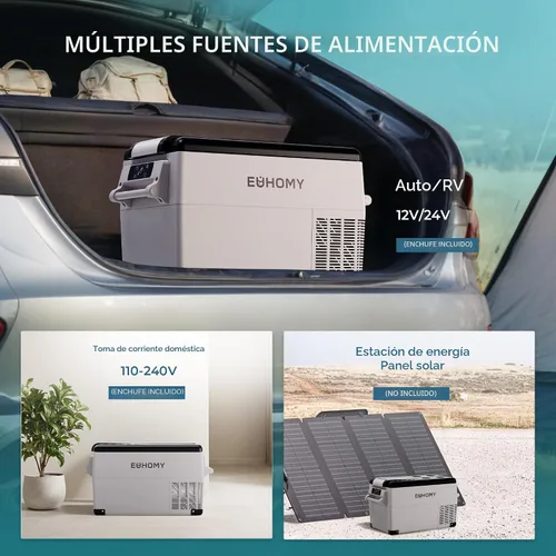 Miniatura 10 de Euhomy - Refrigerador de automóvil, 12 voltios, 35L (38 qt), refrigerador RV con 12/24 V CC y 120-240 V CA, refrigerador y congelador