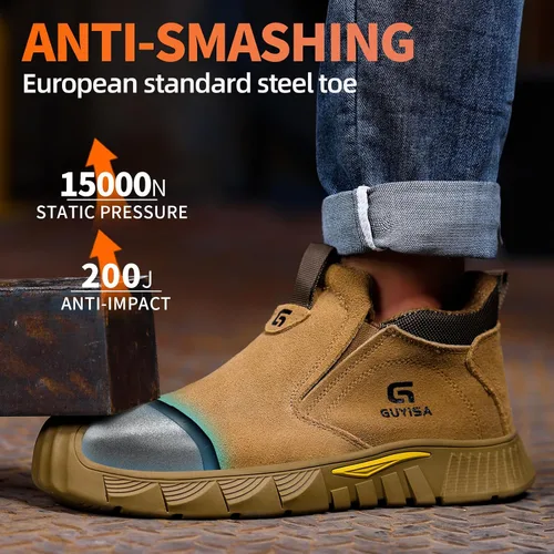 Welding Boots for Men Slip On Work Boots for Men Fireproof Steel Toe Boots Men's Steel Toe Shoes Indestructible Safety Toe Shoes Construction Boots