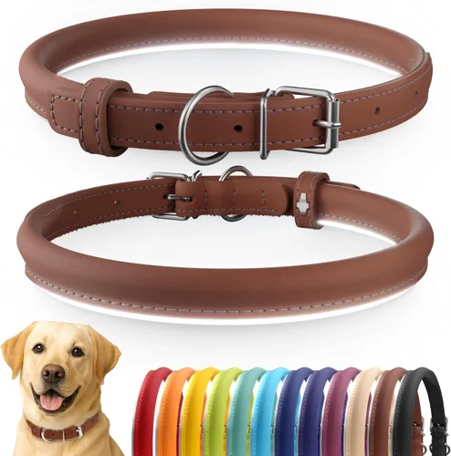 Miniatura 28 de CollarDirect Collar de perro con tachuelas, collares de cuero para mascotas para perros pequeños, medianos y grandes, acolchado suave, marrón, negro