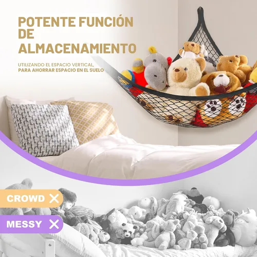 Miniatura 6 de Lazebox Hamaca de red para animales de peluche para juguetes de peluche, hamaca de animales de peluche de esquina para decoración de habitación