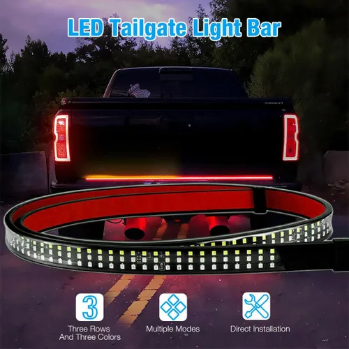 Miniatura 2 de Barra de luz LED de 48 pulgadas para compuerta trasera de camioneta pickup de 3 colores rojo blanco amarillo conmutable, señal de giro secuencial
