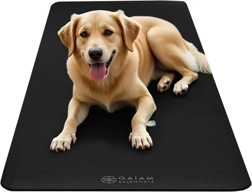 Miniatura 7 de Gaiam Essentials - Alfombrilla de yoga y pilates, fitness y ejercicio de 2/5 pulgadas de grosor (0.394 in) con correa de transporte fácil de Negro