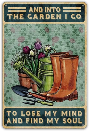 Divertido Letrero de Lata de Metal para Pared Arte Decorativo - Letrero Retro "En el Jardín Voy a Perder la Mente" para Regalos de Decoración del
