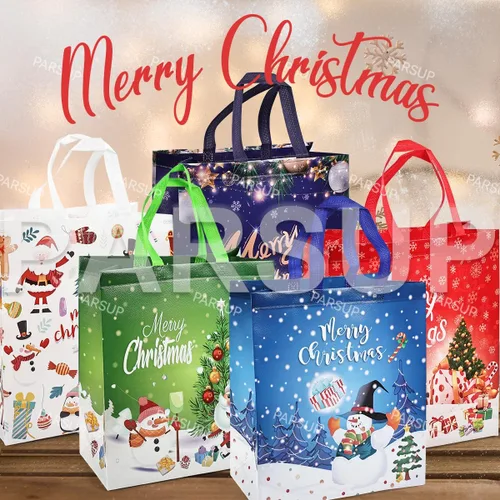 Miniatura 6 de PARSUP 16 bolsas grandes de regalo de Navidad, bolsas de mano con asas, bolsas de regalo de Navidad, bolsas de Navidad multifuncionales no tejidas