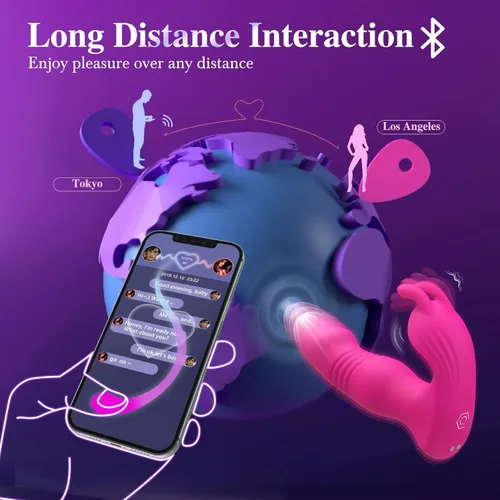 Miniatura 5 de Vibrador Usable para Mujeres Juguetes Sexuales - Vibrador Usable de Control Remoto por Aplicación 3EN1, Juguetes para Adultos con 9 Vibradores Bunny