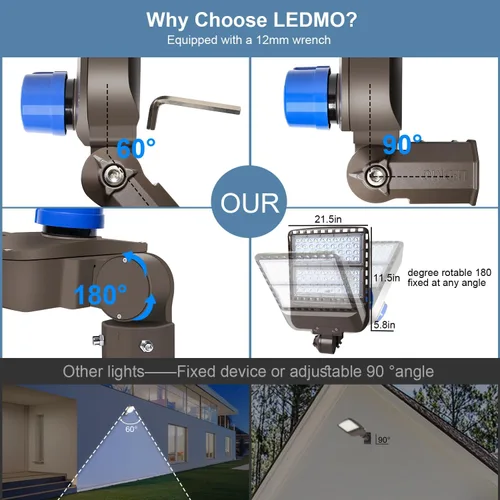Miniatura 3 de ledmo Luces LED para Estacionamiento de 200W, 5000K, Luces de Poste Tipo Caja para Calles, Impermeables, 26000LM, Súper Brillantes, de Anochecer a