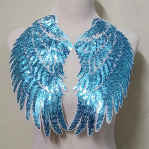1 par de parches de lentejuelas de alas de ángel doradas y plateadas para ropa, parches bordados para planchar, apliques de accesorios de Navidad