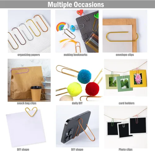 Miniatura 6 de Clips de papel de 4 pulgadas, 30 piezas de clips de papel jumbo de 100 mm, clips de papel multicolores gigantes de metal con revestimiento de vinilo