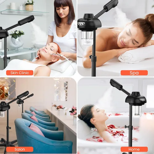 Miniatura 7 de TASALON Vaporizador facial sobre ruedas, vaporizador facial para rejuvenecimiento profesional de la piel, kit de vapor facial para el hogar, spa