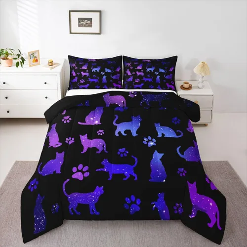 Miniatura 49 de Juego de edredón de cielo estrellado, tamaño King, juego de ropa de cama con estrellas y galaxias para niños y niñas, edredón de plumón del espacio