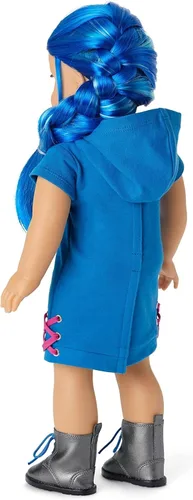 Miniatura 3 de Muñeca American Girl Truly Me de 18 pulgadas #90 con ojos azules, cabello largo azul y piel de ligera a media en vestido de patinadora, para edades