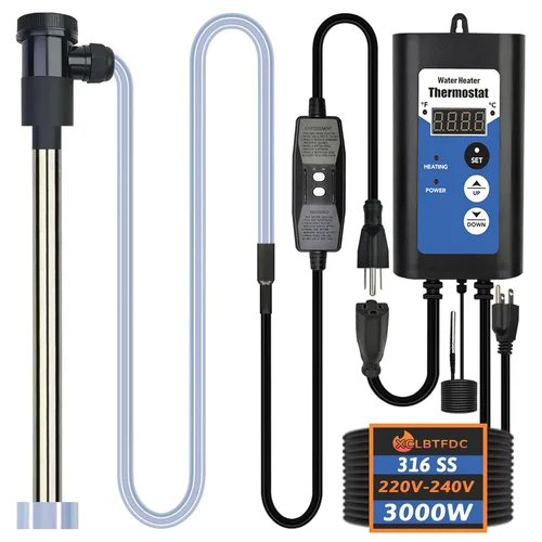 Calentador de agua de inmersión de 3000 W, 240 V, bañera de hidromasaje y piscina inflable, calentador de agua sumergible eléctrico portátil con