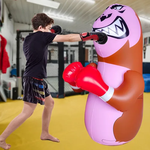 Miniatura 6 de 48 in Punching Bag for Kids, Free Standing Inflatable Dummy, Inflatable Punching Bag, De-Stress Boxing Bag for Kid Orangután-BDW-Verde