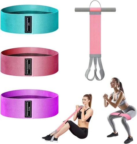 Banda de resistencia para pedal de yoga, juego de bandas de resistencia de tela, bandas de ejercicio de 20 a 120 libras para hombres y mujeres,