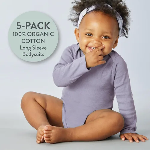 Miniatura 2 de HonestBaby Multipack de mamelucos de manga larga de algodón orgánico para bebés y niñas