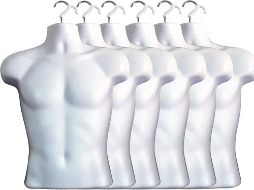 Miniatura 16 de Maniquí masculino con espalda hueca y cuerpo apilable con ganchos para colgar para exhibición de camisetas, encimera, ferias de manualidades, fotos