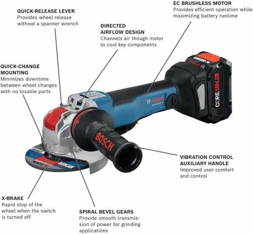 Miniatura 2 de Bosch GWX18V-50PCB14 18V X-LOCK Sin Escobillas Conectado Listo 4-1/2" – 5" Amoladora angular sin Kit de Interruptor de Paleta de Bloqueo y (1)